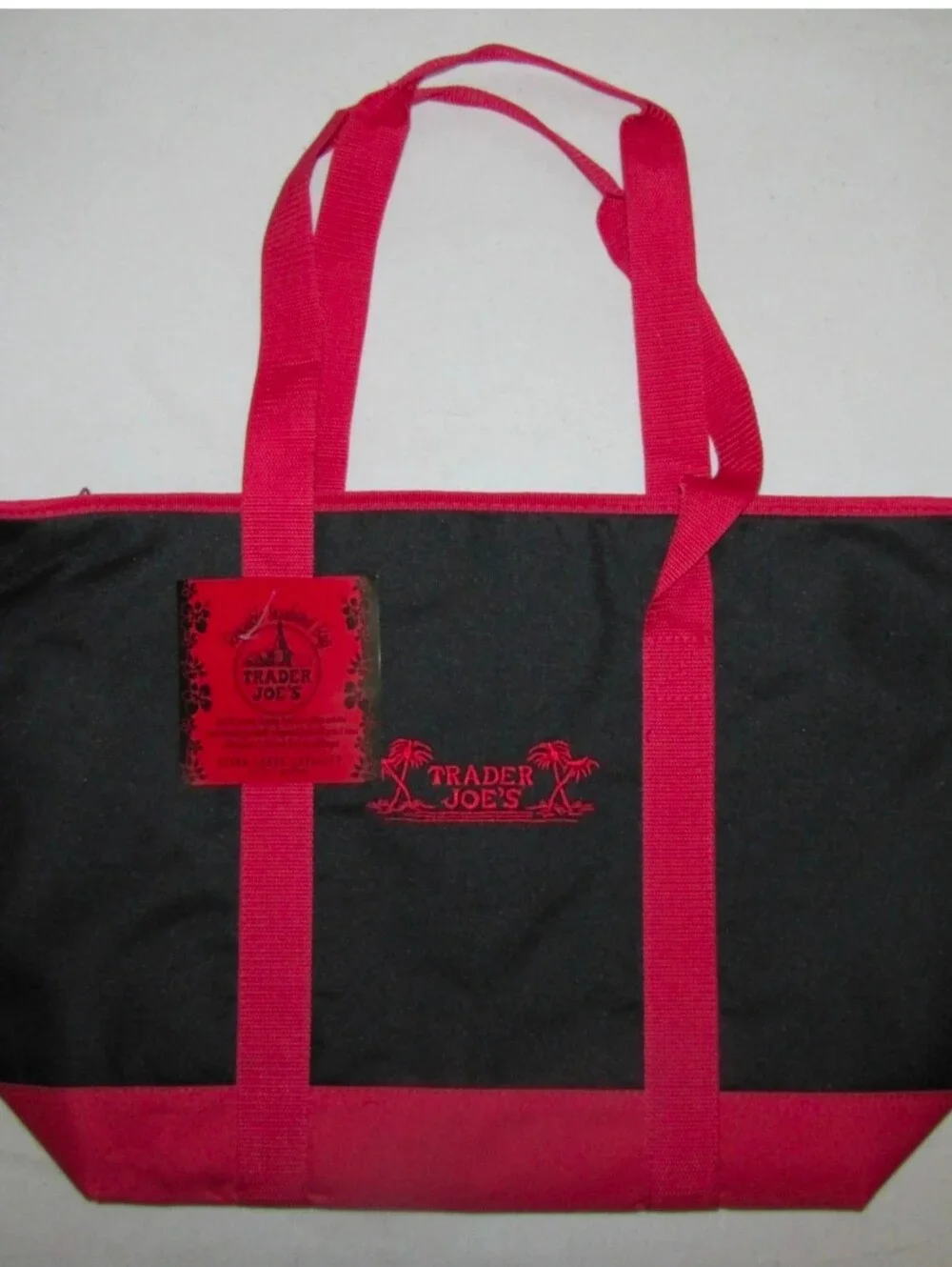 🆕Trader Joes Black Red Insulated XL Cooler Tote Reusable Shopping Bag NWT 🆓 🎁